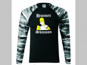 Homer Skinson - pánske tričko (nie mikina!!) s dlhými rukávmi vo farbe " metro " čiernobiely maskáč gramáž 160 g/m2 materiál 100%bavlna